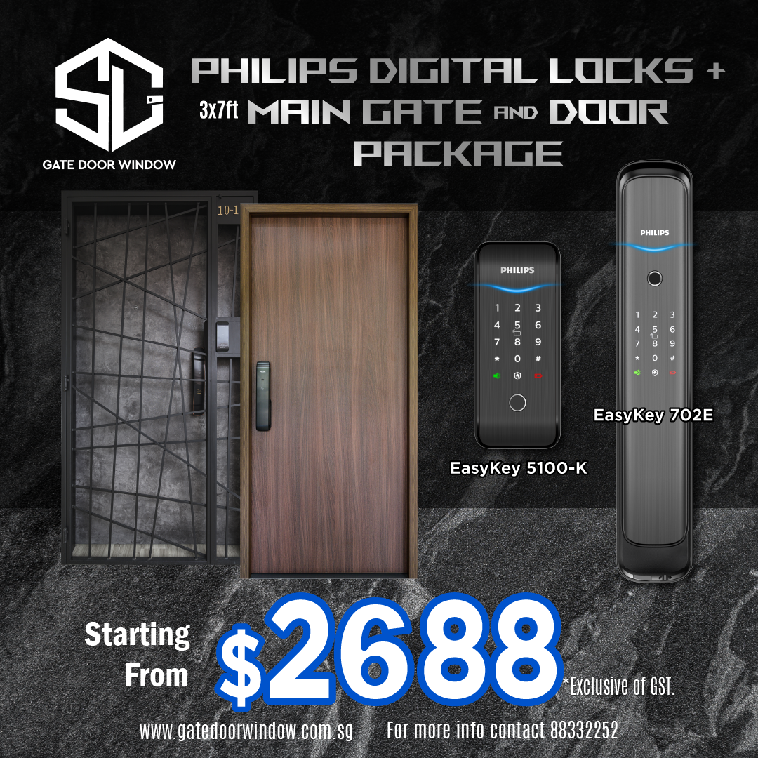 Philips Digital Lock Bundle Package with Main Door and Gate 702E + 5100-K