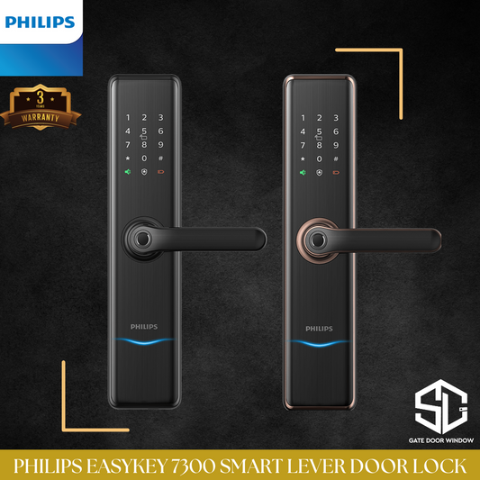 Philips EasyKey 7300 Smart Lever Main Door Digital Lock [FIRE RATED/3 YEARS WARRANTY]