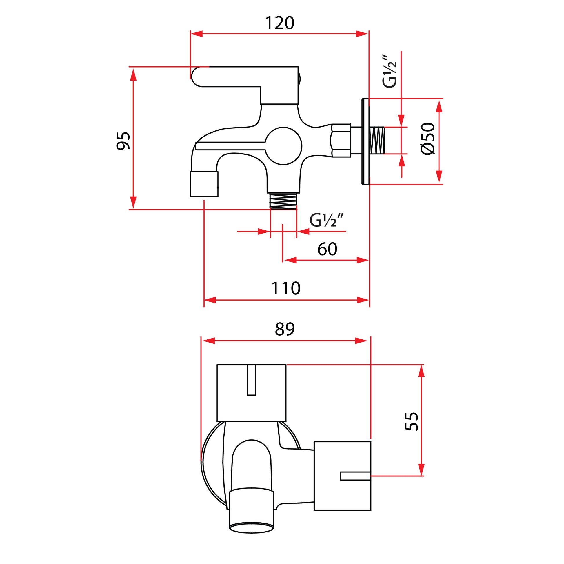 Rubine Toilet 2 Way Tap Alta T91331 Gatedoorwindow 0054